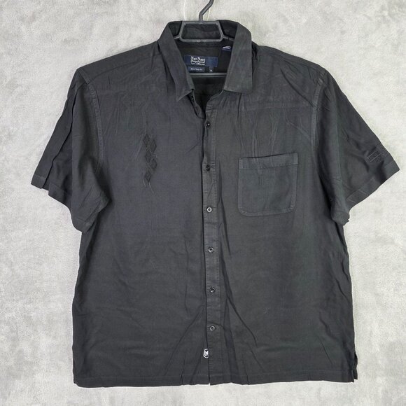 Mens Nat Nast Black 100% Silk Shirt Embroidered Button Up Short Sleeve Size XL - Picture 2 of 9